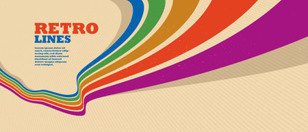 Retro lines vector abstract background, 3D dimensional perspective vintage graphic design art...