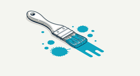 Artist decorator concept, 3D vector brush and splatters metaphor of interior decoration, or facade...