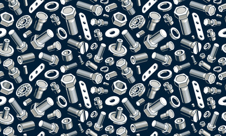 Bolts and nuts seamless background, repair and maintenance workshop tiling wallpaper, mechanic...