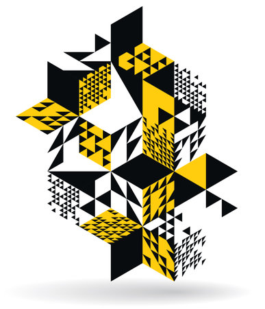 Abstract vector art with 3D isometric cubes geometric background, op art blocks with different forms isolated, polygonal graphic design, cubical theme.のイラスト素材