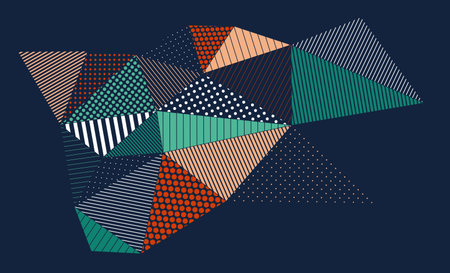 Abstract vector background low poly triangles style, polygonal geometric wallpaper dynamic art, artistic pattern composition.のイラスト素材