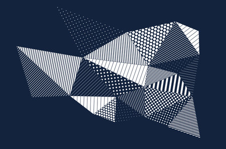 Abstract vector artistic geometric background polygonal triangles style, low-poly dynamic art wallpaper, neo geometry design, rhythmic decoration.のイラスト素材