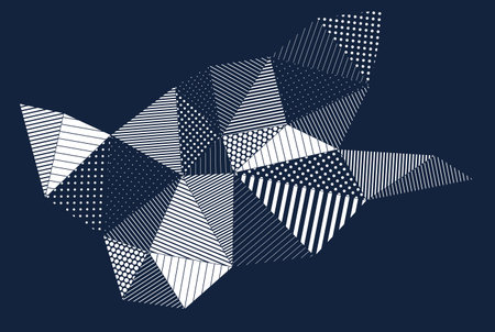 Abstract vector artistic geometric background polygonal triangles style, low-poly dynamic art wallpaper, neo geometry design, rhythmic decoration.のイラスト素材