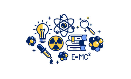 Science vector detailed icon, physics and chemistry, mathematics and geography study education.のイラスト素材