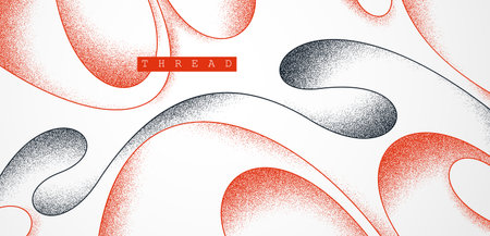 Vector abstract background with minimal curvy lines and textures, lifeform microorganism look like abstraction, flowing fluid shaped threads.のイラスト素材