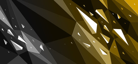 Chaos energy dynamic vector abstract background, low poly surface with decaying elements particles in motion, triangular geometric abstraction, 3D art.のイラスト素材