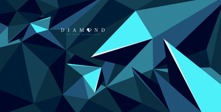 Diamond surface dark vector abstract background, 3D low poly crystal abstraction, luxury style gem blue color backdrop, polygonal abstract structure.のイラスト素材