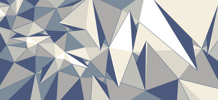 Polygonal vector 3D abstract background, low poly surface with broken wrecked sharp elements, crystal structure triangular polygons, minimal abstraction.のイラスト素材
