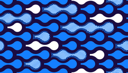 Runny water seamless pattern, vector waves lines geometric abstract background, liquid in motion...
