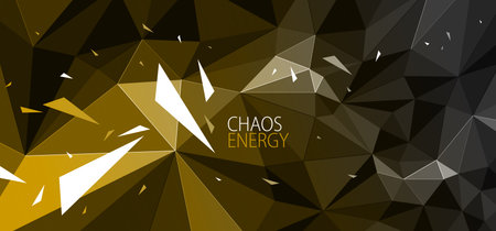 Chaos energy dynamic vector abstract background, low poly surface with decaying elements particles in motion, triangular geometric abstraction, 3D art.のイラスト素材