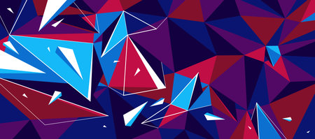 Colorful low poly surface vector abstract 3D background, polygonal abstraction with broken elements in motion, dynamic particles flying abstraction.のイラスト素材
