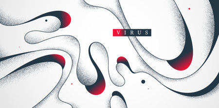 Microscopic look like vector abstract background, curvy lines in motion abstraction wallpaper, fluid lines and textures dynamic curves, lifeform microorganism.のイラスト素材