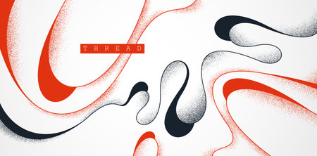 Curvy lines vector abstract background, wavy linear shapes with textures wallpaper, minimal graphic design backdrop with bended strokes, flowy abstraction.のイラスト素材