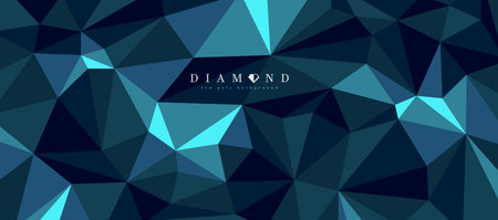 Diamond crystal dark polygonal vector abstract background, 3D low poly black blue abstraction, triangular structure gemstone wallpaper, luxury theme.のイラスト素材