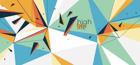 Colorful polygonal vector abstract background, 3D low poly surface with elements in motion, dynamic surface geometric abstraction.のイラスト素材