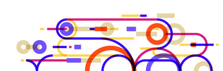 Abstract circles and lines vector background, geometric composition drawing technology plan, loop circular digital scheme.のイラスト素材