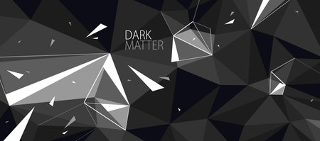 Dark polygonal vector abstract background, low poly surface with explosion of flying debris particles, 3D dynamism broken structure, motion force elements.のイラスト素材