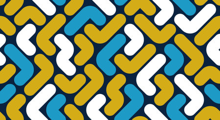 Abstract geometric rounded lines seamless pattern, vector worms Memphis childish endless background.のイラスト素材