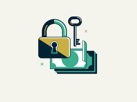Financial safety vector detailed icon, padlock lock and money composition, secured bank account, safe private finances.のイラスト素材