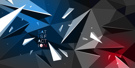Dark low poly vector abstract background with color spotlights, black polygonal abstraction with...