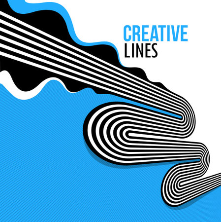 3D lines in motion vector abstract background, creative and dimensional curved stripes dynamic composition, motion and technology.のイラスト素材