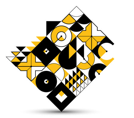 Abstract vector geometric background, tech engineering look like shapes and lines composition, mechanical engine industry style, modular mosaic isolated.のイラスト素材