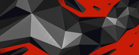 Polygonal dynamic chaos shapes vector abstract background, low poly 3D dimensional wallpaper with broken form in motion and energy.のイラスト素材