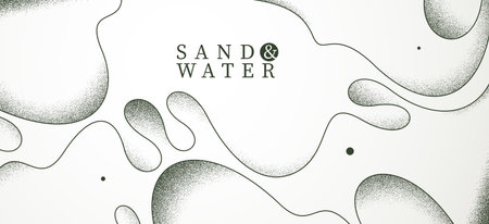 Curvy relaxing lines vector abstract background, creative concept of sea and ocean waves on a shore, calming shapes of waves over the sand wallpaper.のイラスト素材