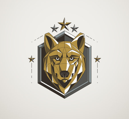 Alpha wolf illustration symbolizing leadership, dominance and authority, expressing confidence,...
