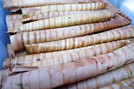 Kuih Celorot also known as Celurut or Jelurut is a traditional sweet snack of sweet and soft rice flour cake with coconut milk, wrapped with young coconut leaf in cone shape. It is a popular traditional commonly found in Indonesia, Malaysia and Bruneiの写真素材