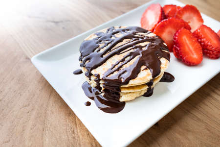 Homemade pancakes for breakfast and a good start to the day. Pancakes made with eggs, flour and...