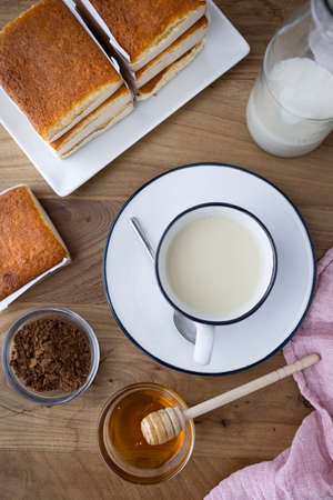 Sobaos pasiegos, typical muffins from northern Spain that are eaten for breakfastの写真素材