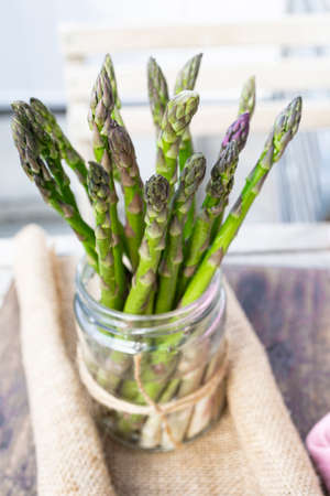 Bunch of fresh green asparagusの写真素材