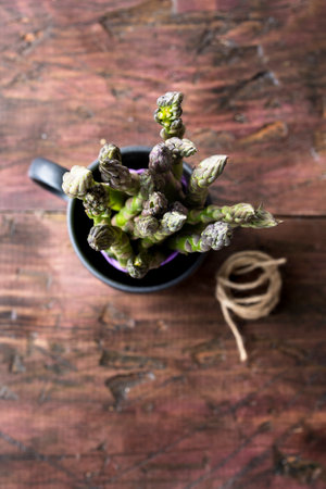 Bunch of fresh green asparagusの写真素材