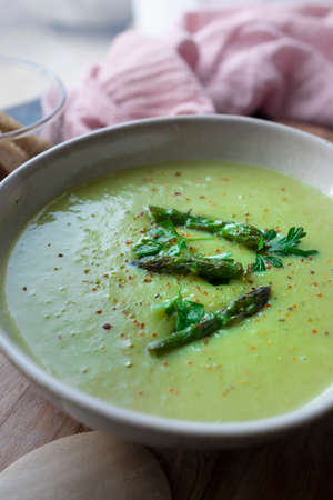 Asparagus cream. Healthy food. Homemade food. Vegetarian Foodの写真素材