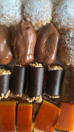 Assorted tray of delicious cakes for a celebration or tea and coffee time