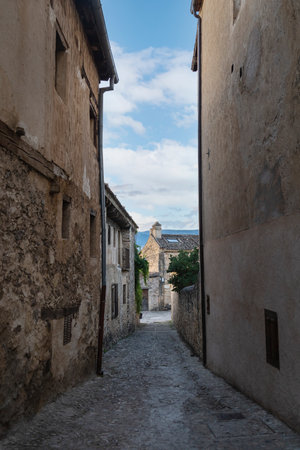 Streets of Pedraza in Segovia, Castilla y LeÃ³n, Spain. Pedraza, medieval walled townの写真素材