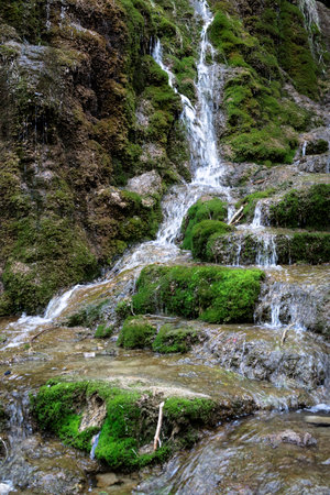 Source of the river Cuervo in the province of Cuenca in Castilla la Mancha, Spainの写真素材