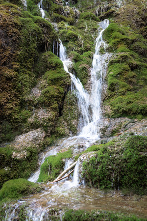 Source of the river Cuervo in the province of Cuenca in Castilla la Mancha, Spainの写真素材