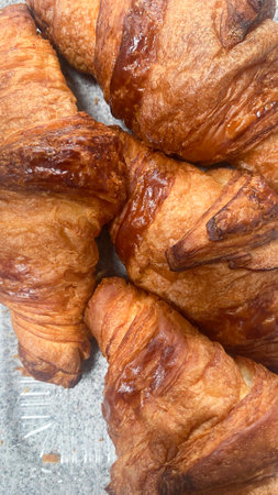 Plate of French Croissants: French Bakery Delightsの写真素材