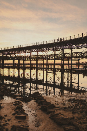 Sunset at The Rio Tinto Pier (Muelle de Rio Tinto) in Huelva, Andalusia, Spain