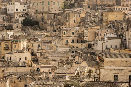 A mesmerizing panoramic view of Matera from Belvedere Luigi Guerricchioの写真素材