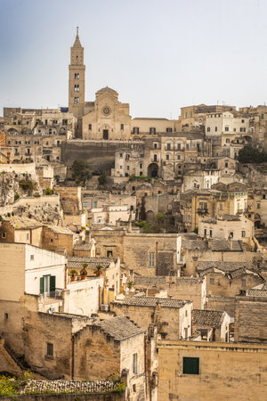 A mesmerizing panoramic view of Matera from Belvedere Luigi Guerricchioの写真素材
