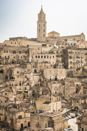 A stunning view of the Sassi di Matera from Belvedere di San Pietro Barisanoの写真素材