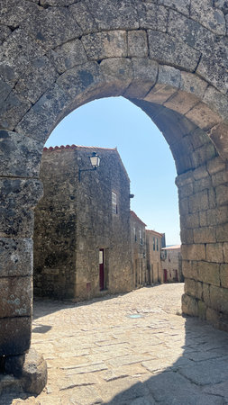 Sortelha, a medieval village in the district of Guarda, Portugal. With its cobbled streets, stone houses, and fortified wallsの写真素材