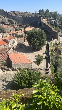 Sortelha, a medieval village in the district of Guarda, Portugal. With its cobbled streets, stone houses, and fortified wallsの写真素材