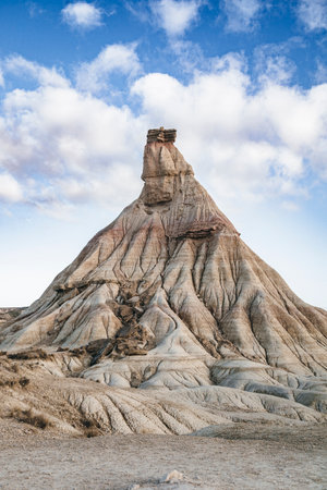 Iconic view of Castildetierra, the famous rock formation in the Bardenas Reales Natural Park, Navarra, Spain.の写真素材
