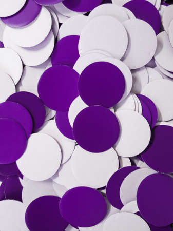 purple and white cardboard circles, micro corrugated cardboard, abstract backgroundの写真素材