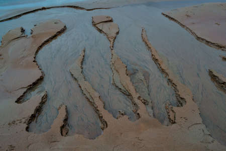 water stains on sandy shore, coast of Lake Ladoga