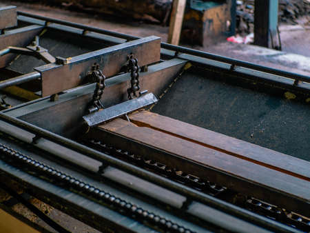 Wood pellet productions. Close-up photo of equipment. Woodworking forestry: machinery and equipment...